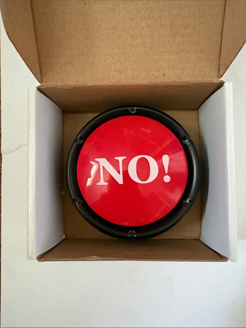Red "NO!" Novelty Desk Button - Bold Home Accent